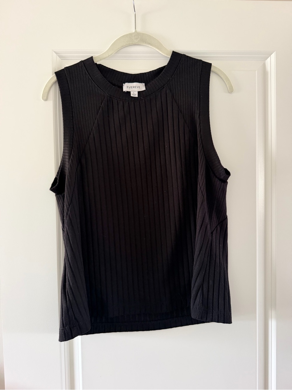 Evereve Black Ribbed Crewneck Tank